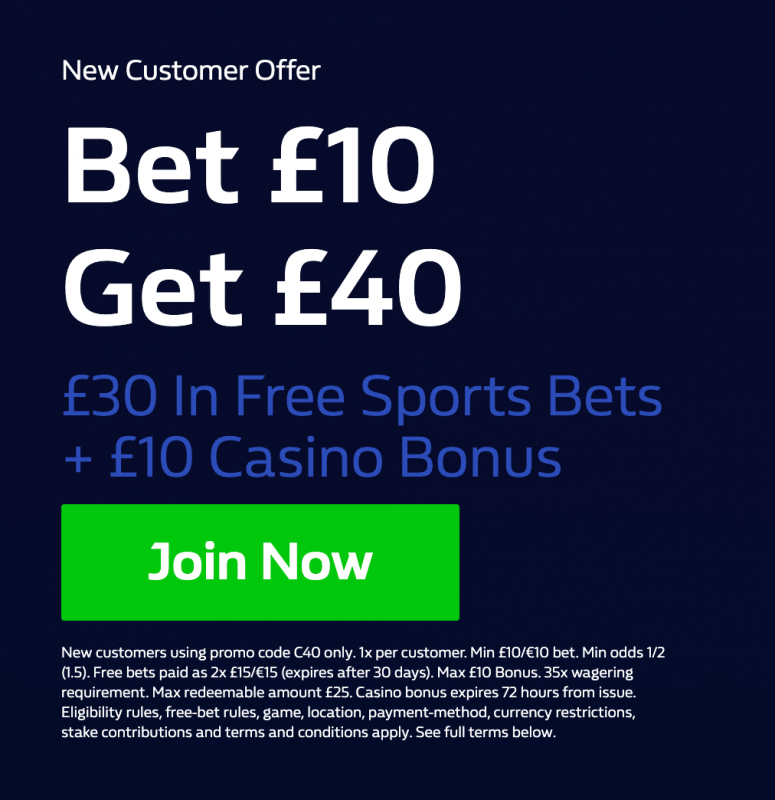 Example of a free bet offer from William Hill (screenshot).