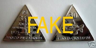 triangle shape fake coins